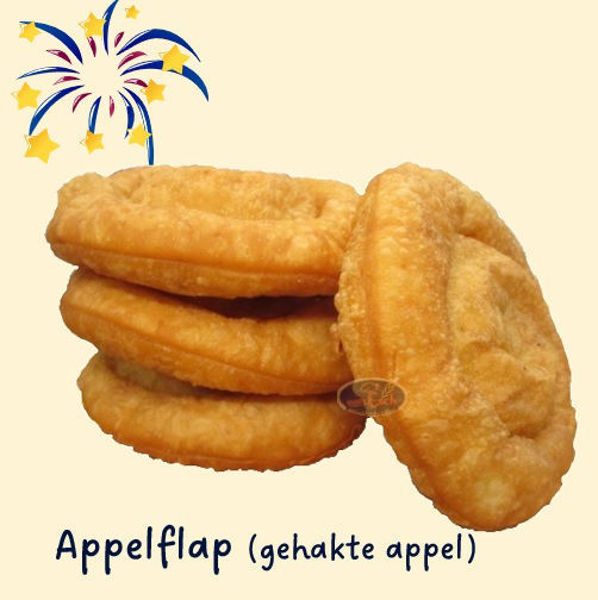 Afbeelding van appelflap (stukjes appel en losse poedersuiker)